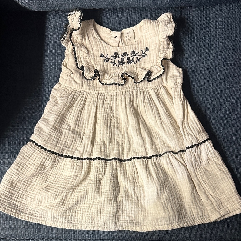 H&M Cream Dress with Black Floral Detail